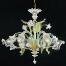 Murano chandelier Ca'Venier ceilling 5 arms white crystal gold