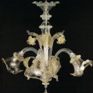 Ca'Venier Murano chandelier 3 lights crystal gold