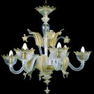 Muranese chendelier in Murano glass 6 lights crystal gold