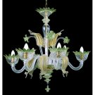 Muranese chendelier 6 lights crystal green gold