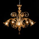 Tintoretto Murano chandelier 5 lights orange