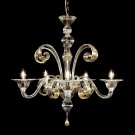 Bassa laguna chandelier in Murano glass 6 lights crystal gold