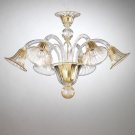 Calle Tron Murano ceilling 6 arms crystal gold