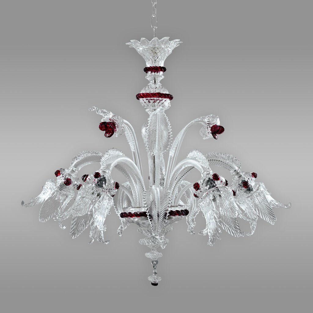 Cheope 5 lights Crystal and ruby