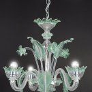 small murano chandelier 3 light green and crystal