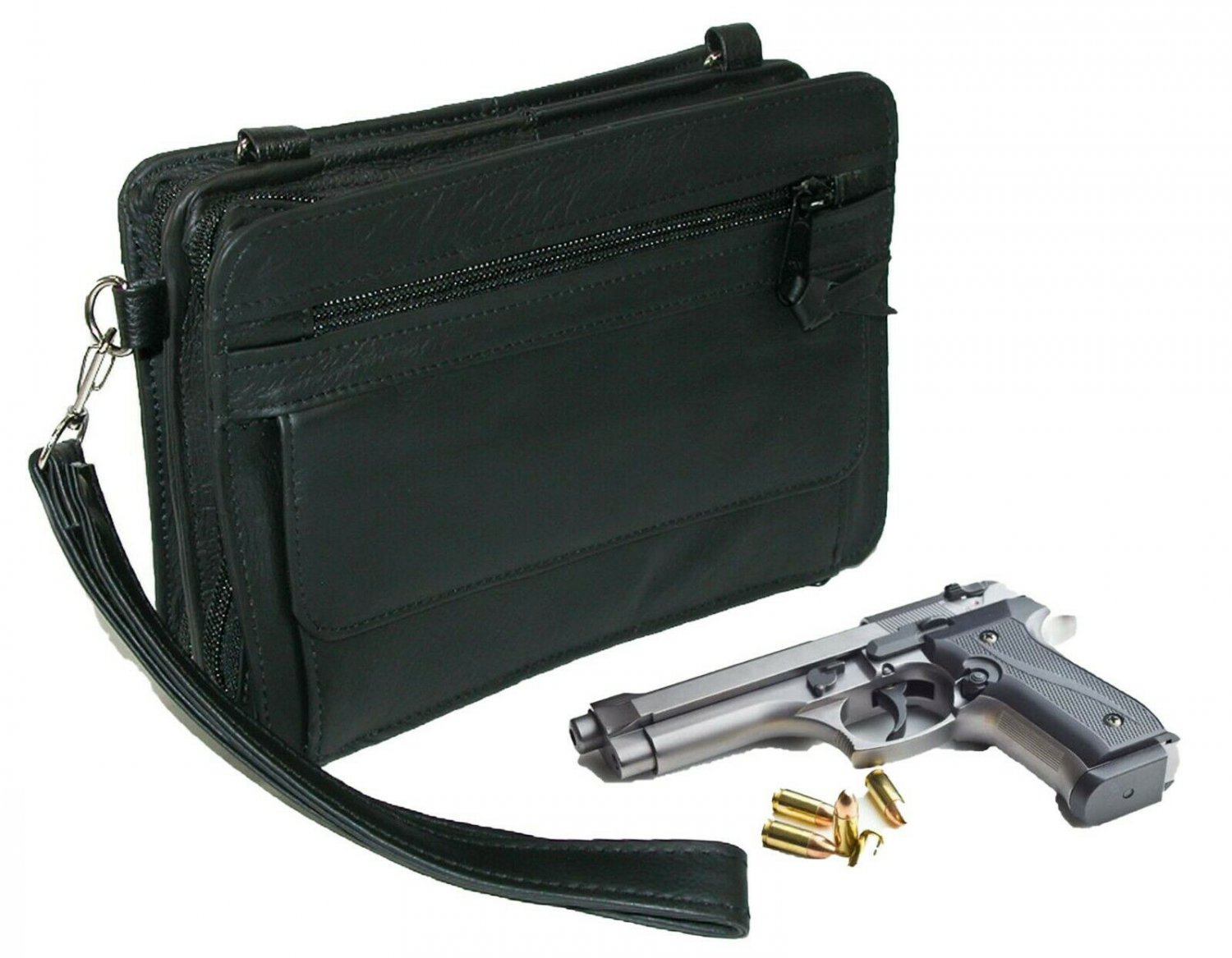 Leather Concealed Carry Handgun Bag Pistol Concealment Handbag Disguise CCW