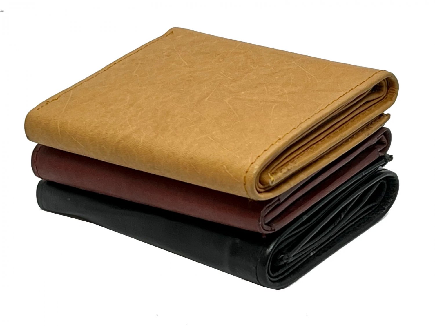 RFID Blocking Brown Vintage Leather Men's Trifold Center Flap Wallet