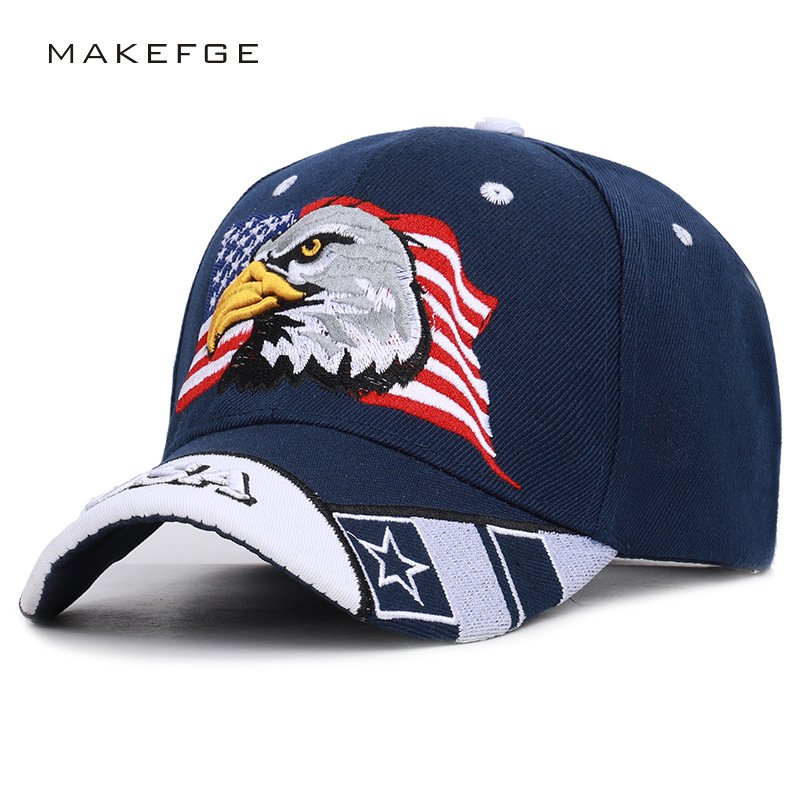 Eagle Embroidered Baseball Cap American Flag Cap Cotton Twisted Visor