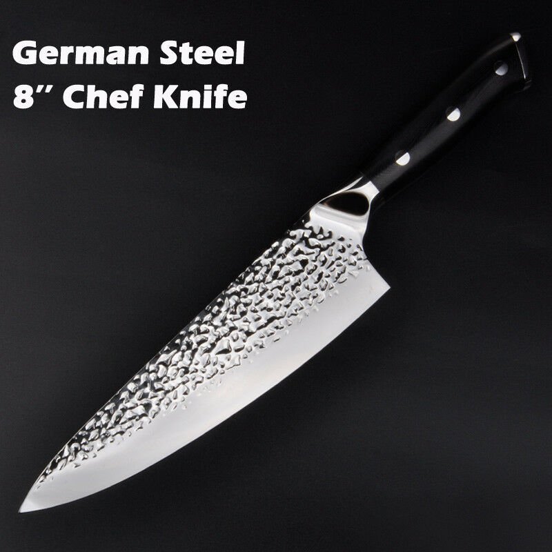8 Inch German Steel Chef Knife Kitchen Knives Hammered Pattern G10