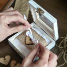 Wedding Ring Box, Ring Pillow Holder Alternative, Wooden Rustic, Custom Engraved White.
