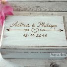 White Wedding Ring Box, Personalized Rustic. Custom White Ring Holder.