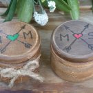 Wedding Ring Box Set. Round Ring Bearer Boxes. Boho Wedding Ring Pillow. Wooden Hand Engraved.