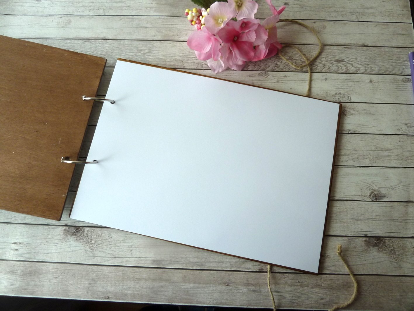 Wooden Wedding Guest Book 50 Sheets. Rustic, Customized Engraved.