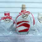Wedding Unity Ceremony. Oval and Heart Shaped Sand Bottles. Set for 2 Members. Wedding gift