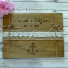Wedding Guest Book 30 Sheets. Rustic Personalized Nautical Beach Wooden Advice Book. Wedding Gift
