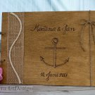 Wedding Guest Book 50 Sheets. Engraved Nautical Wooden Advice Book. Wedding Gift