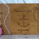 Nautical Wedding Guest Book 70 Sheets. Engraved Wooden Advice Book. Wedding Gift