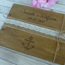 Wedding Guest Book 50 Sheets. Personalized Nautical Beach Wooden Advice Book. Wedding Gift
