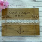 Rustic Wedding Guest Book 70 Sheets. Personalized Nautical Beach Wooden Advice Book. Wedding Gift