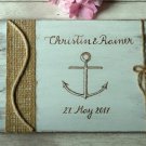 White Wedding Guest Book 30 Sheets. Engraved Nautical Beach Wooden Advice Book. Wedding Gift