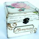 Memories Box. Girls Treasure, Jewelry Box. Sewing Keepsake. Rustic Wooden Vintage Style Baby Shower