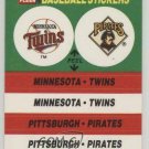 1988 Fleer Team Stickers 39 Minnesota Twins/Black Stitch/Pittsburgh Pirates/Old logo