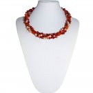 Сarnelian Necklace L~45cm (carnelian and transparent rhinestone)