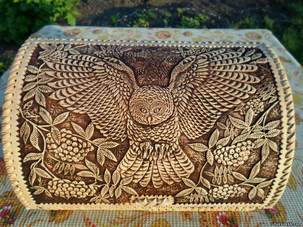 Box for storage of bread from ecological material - birch bark (Breadbox)
