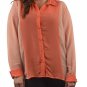 Two Tone Chiffon Blouses Semi-Sheer Color and Size Choice
