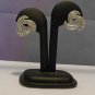 Swirl Pattern Silver Earrings with Rhinestones
