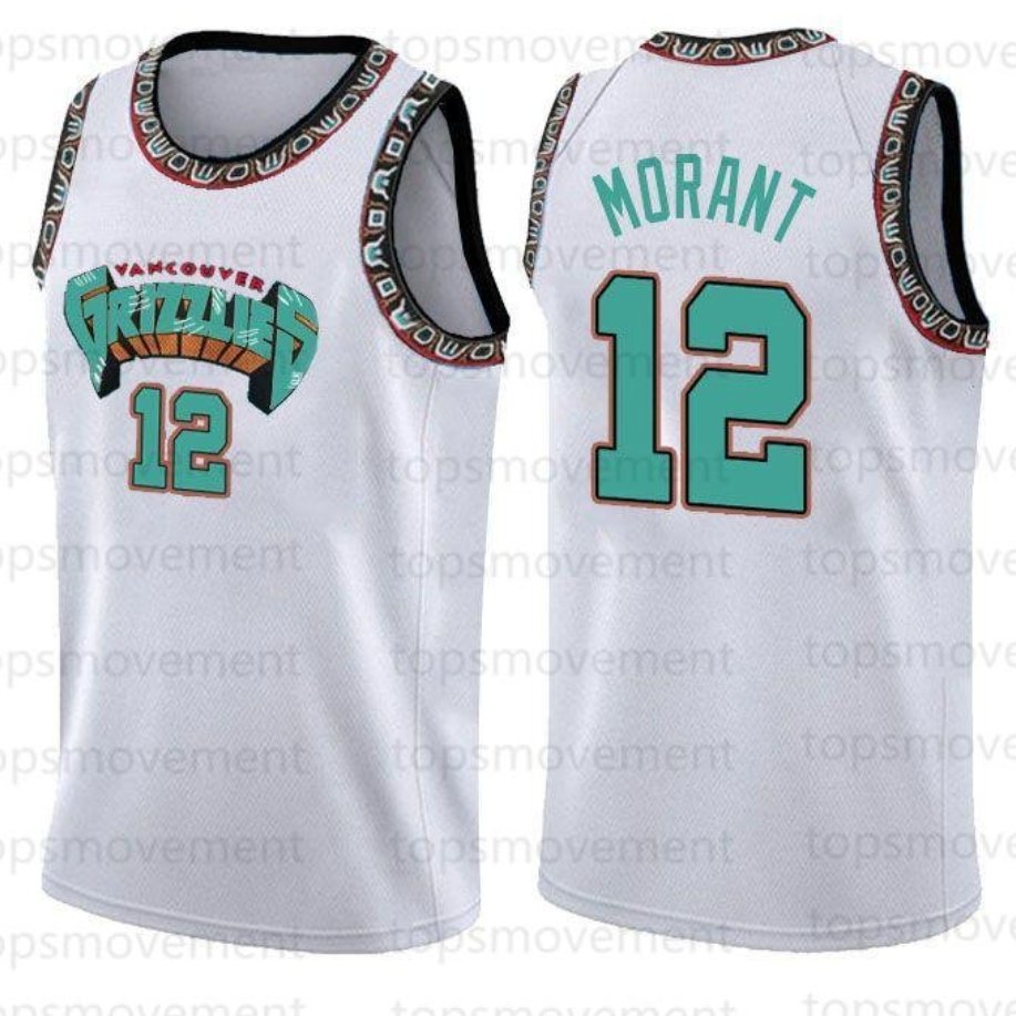 Mens Ja Morant 12# Vancouver Grizzlies White Jersey - Size S, M, L
