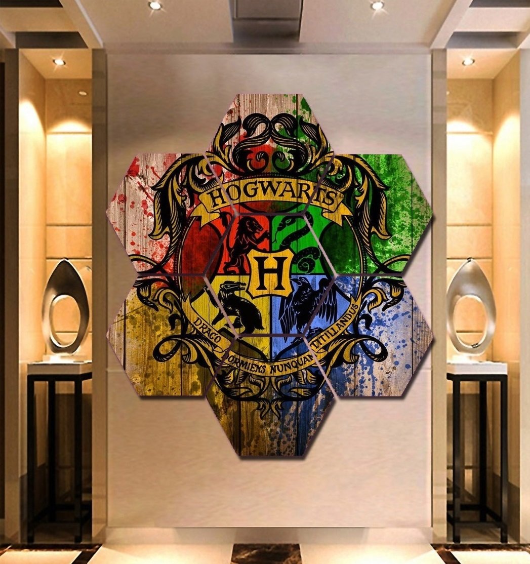 Harry Potter Painting Poster Print Decor 7 Hexagon Panels Framed Wall ...