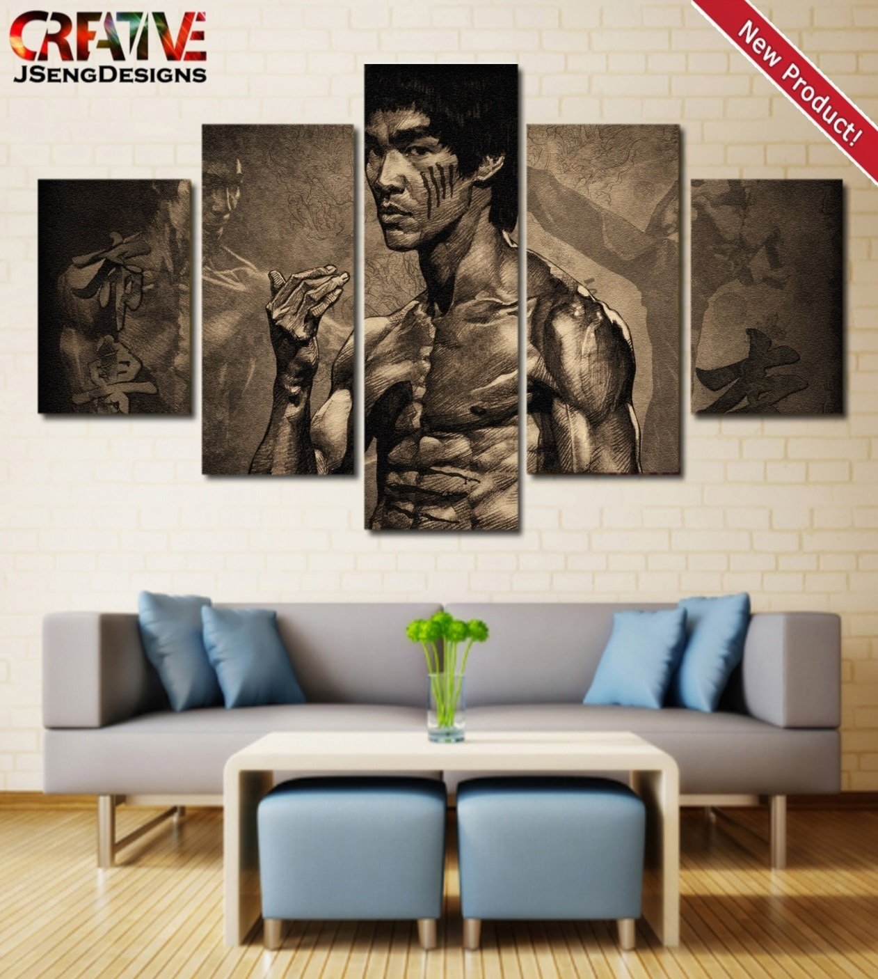 Bruce Lee Poster Print Home Decor Wall Art Painting On Canvas HD Framed
