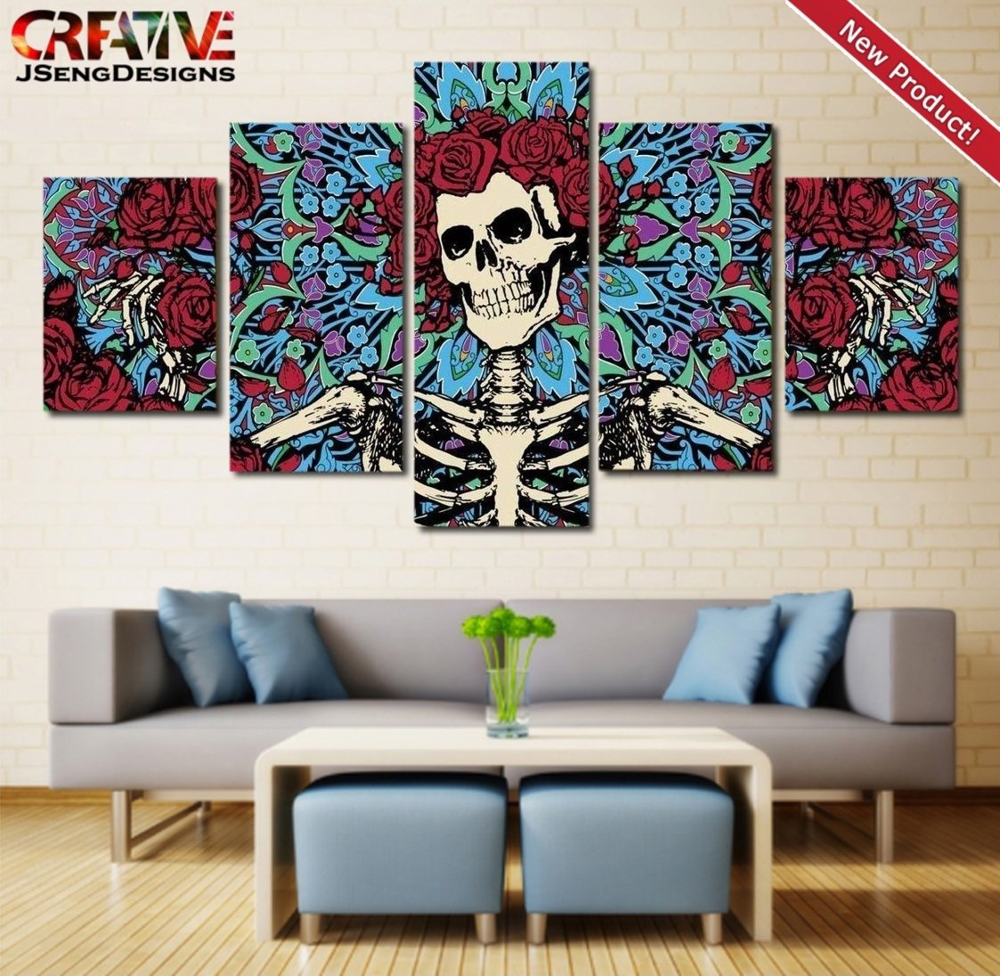 Grateful Dead Painting On Canvas Home Decor Poster Print HD 5 Piece ...