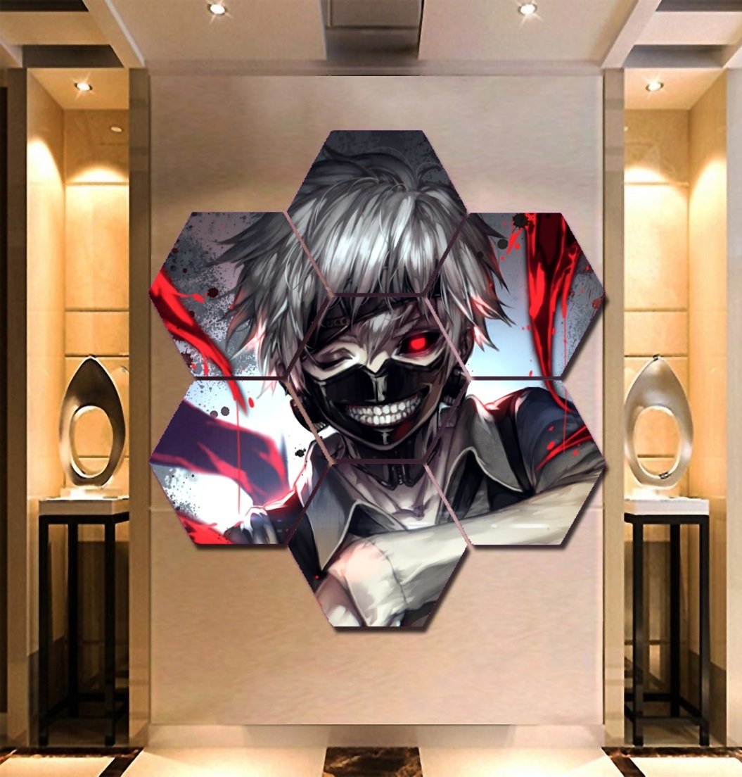 Tokyo Ghoul Wall Art Painting Canvas Poster Print Home Decor 7 Hexagon ...