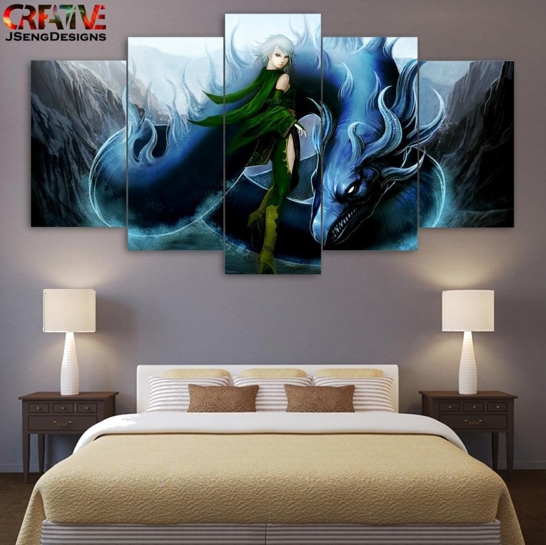 Final Fantasy Painting On Canvas Final Fantasy Wall Art Poster HD Framed.