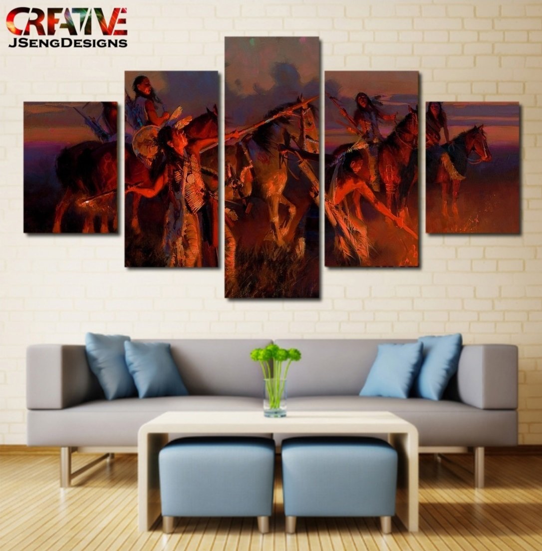Native American Wall Art Home Decor Painting On Canvas Framed Indian Poster Hd.