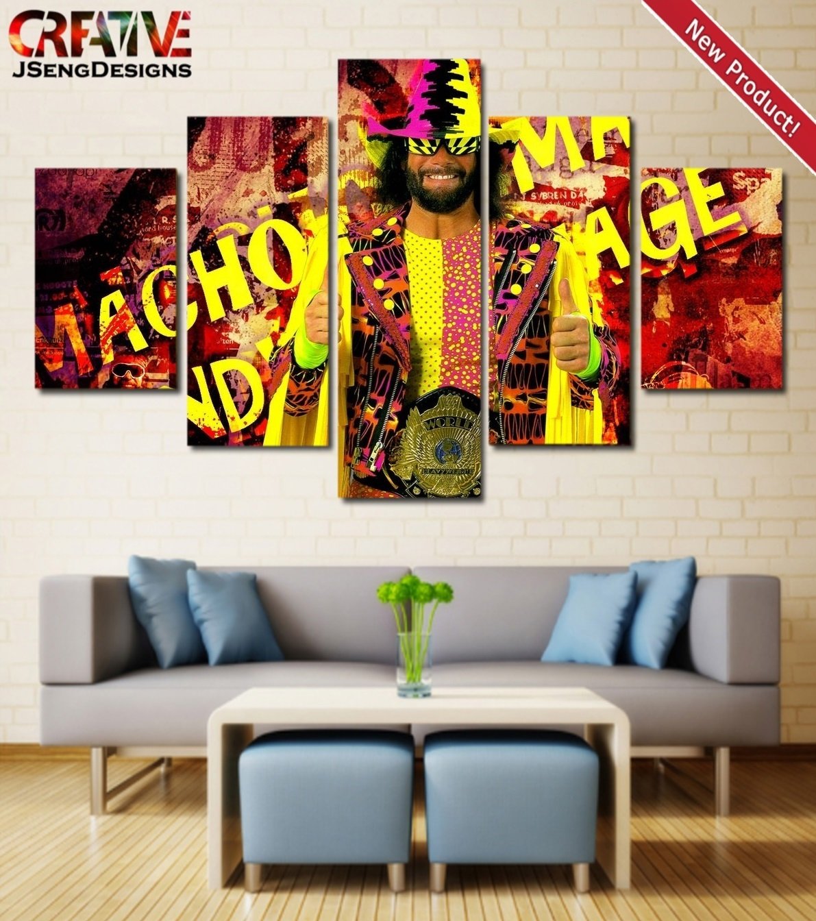 Randy Savage Painting Canvas Macho Man Poster WWF Wall Art Home Decor Print HD.