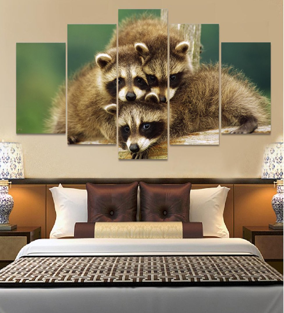 Racoons Canvas Wall Art  Framed Decor Poster Print