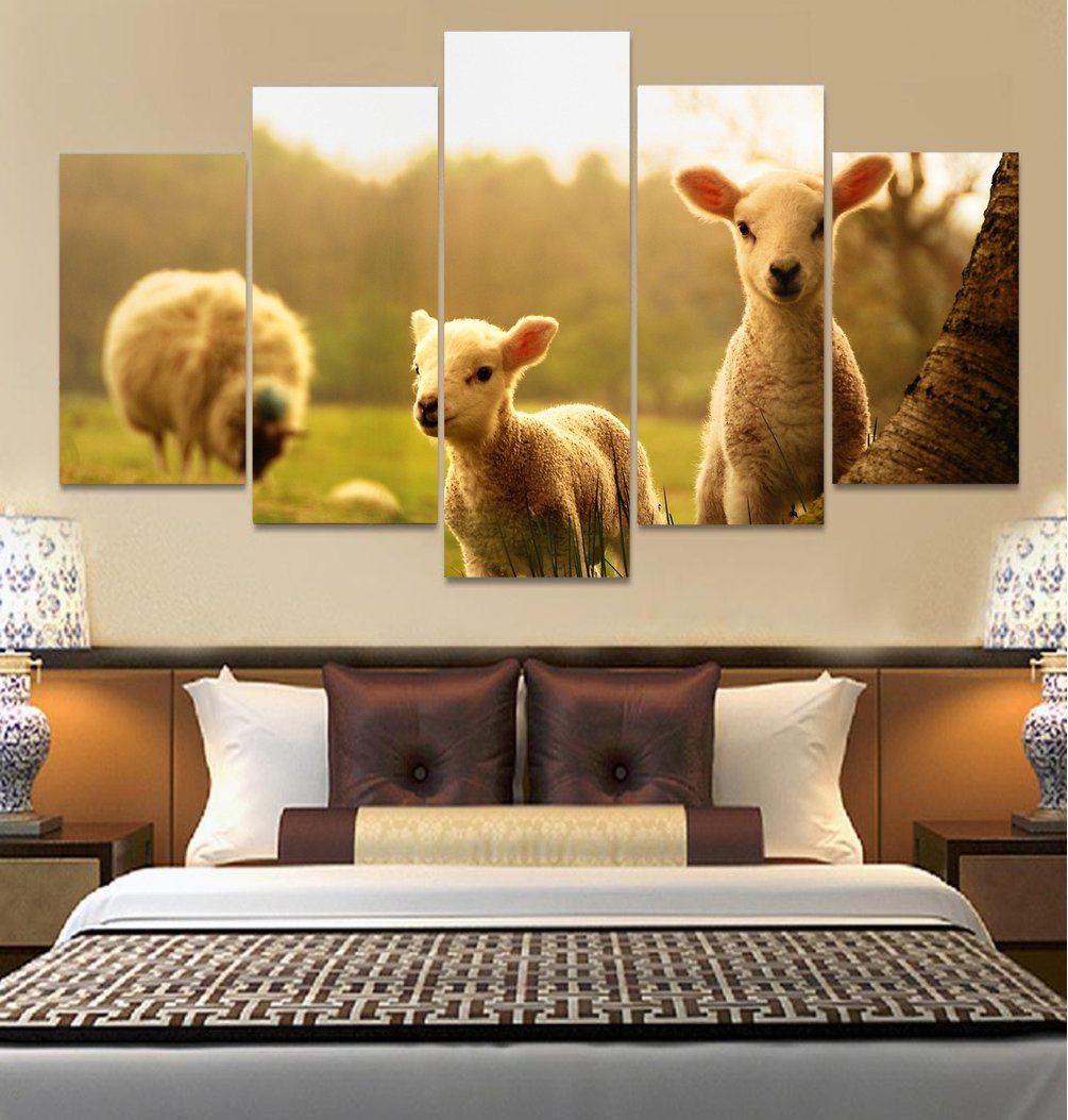 Landscape Sheep Canvas Wall Art Framed Decor Poster Print