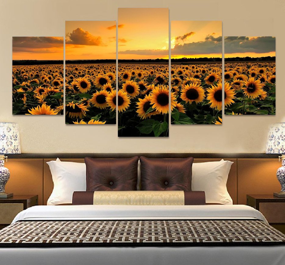 Landscape Sunflower Canvas Wall Art Framed Decor Poster Print