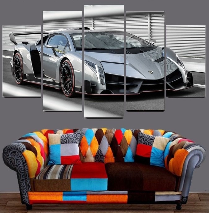 Lamborghini Veneno Canvas Wall Art  Framed Decor Poster Print