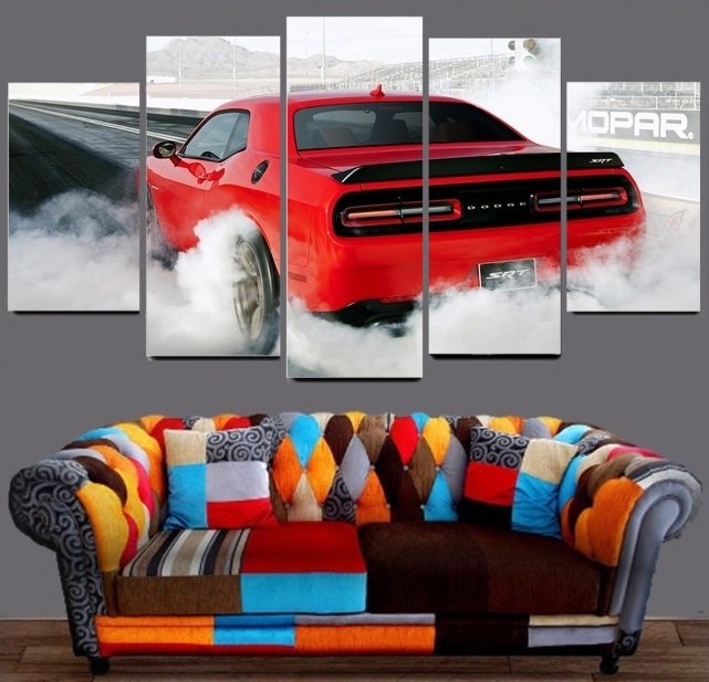 Dodge Challenger SRT Hellcat Canvas Wall Art Framed Decor Poster Print