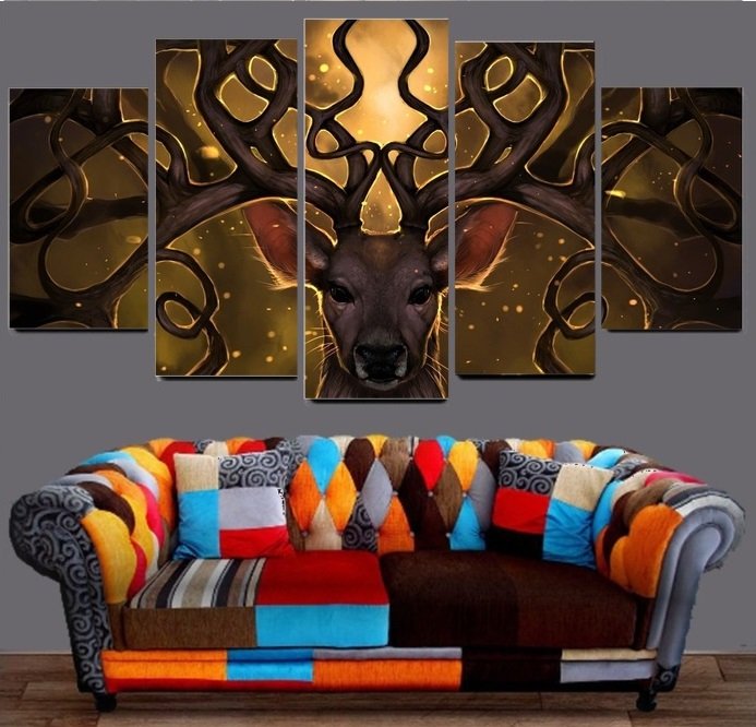 Fantasy Rain Deer Canvas Wall Art  Framed Decor Poster Print