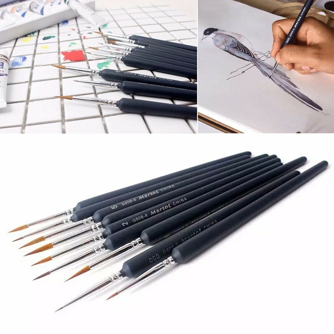 9pcs Artist Weasel Hair Brush Pen for Gouache Watercolor Paint Oil Painting Set