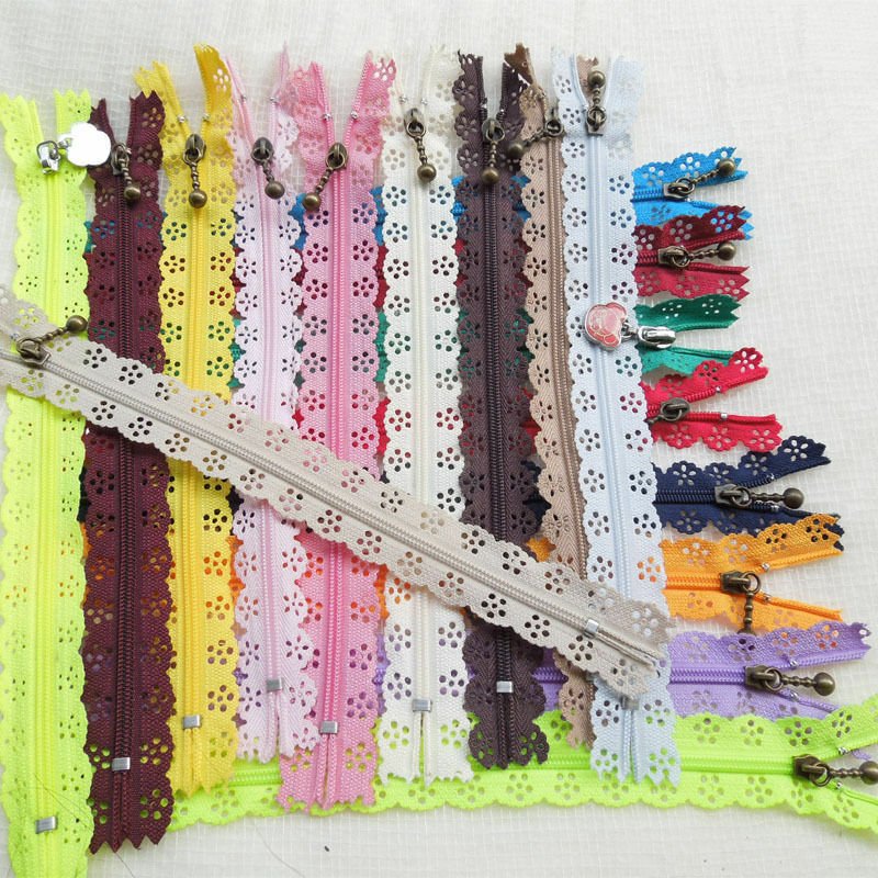 10Pcs 20cm Lace Closed End Zippers Nylon For Purse Bags Multicolor DIY Sewing
