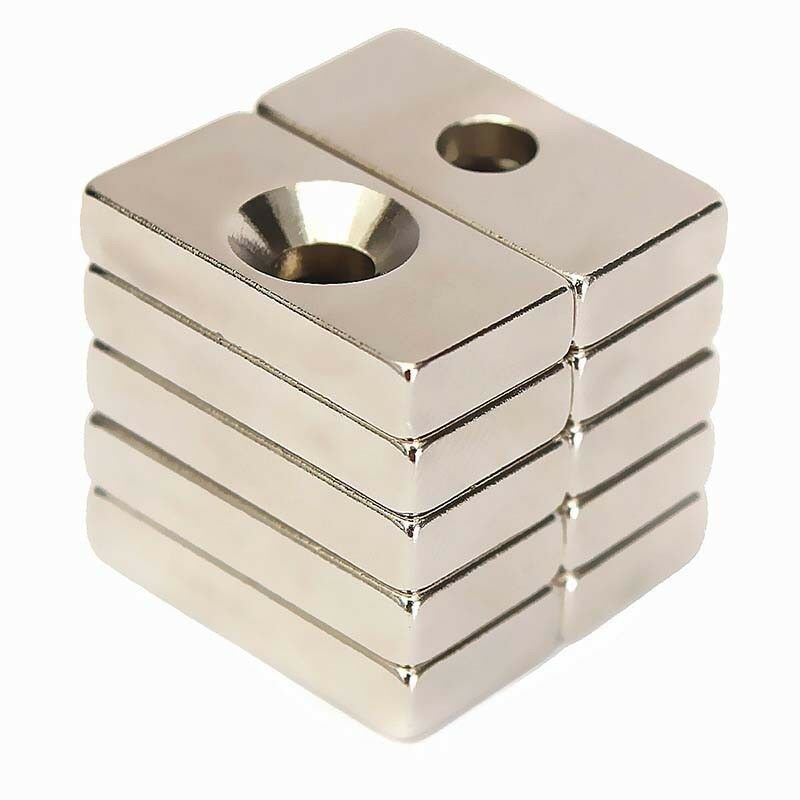 10pcs  N50 Super Strong Block Magnets 20x10x4mm Hole 4mm Rare Earth Neodymium