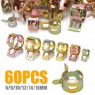60Pcs Car Auto Spring Clip Fuel Oil Water Hose Pipe Tube Clamp Fastener 6 Sizes