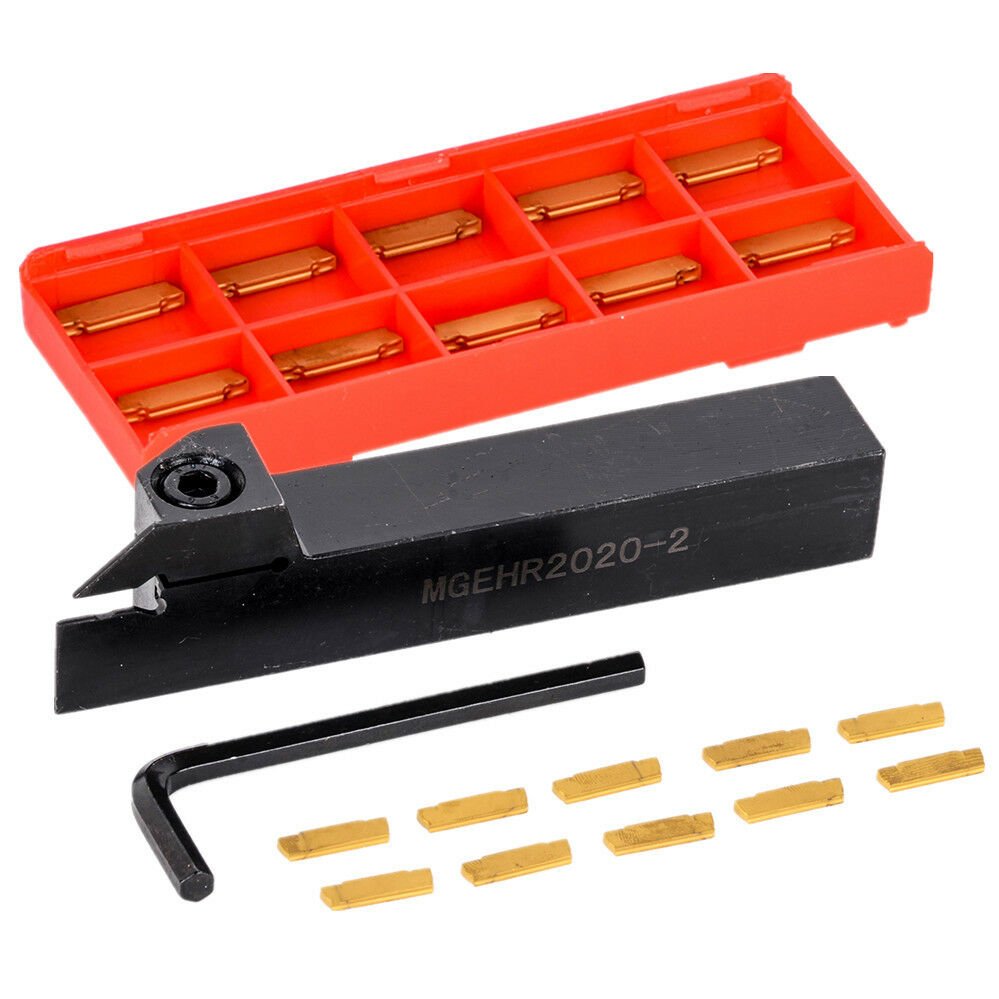 10pcs MGMN200 2mm Carbide Inserts+ MGEHR2020-2 CNC Grooving Cut-Off Holder Tool