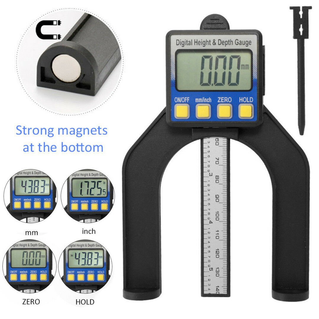 LCD Digital Height Depth Gauge Slide Caliper Vernier Ruler 0-80mm Measuring Kit